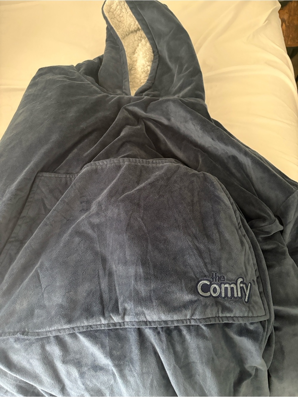 The Comfy Hooded Sherpa Blanket - Slate Blue